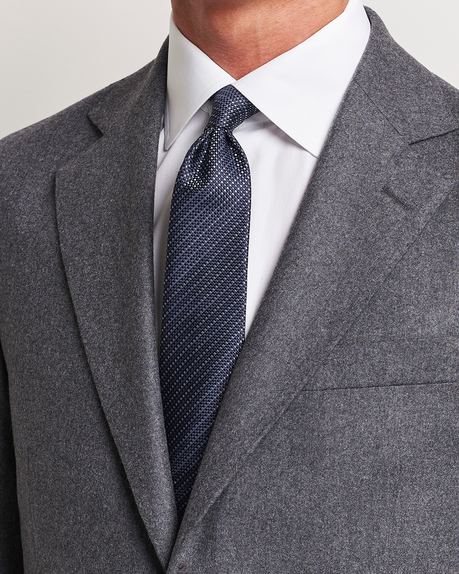 Homme | Canali Structured Silk Tie Navy | Canali | Structured Silk Tie Navy