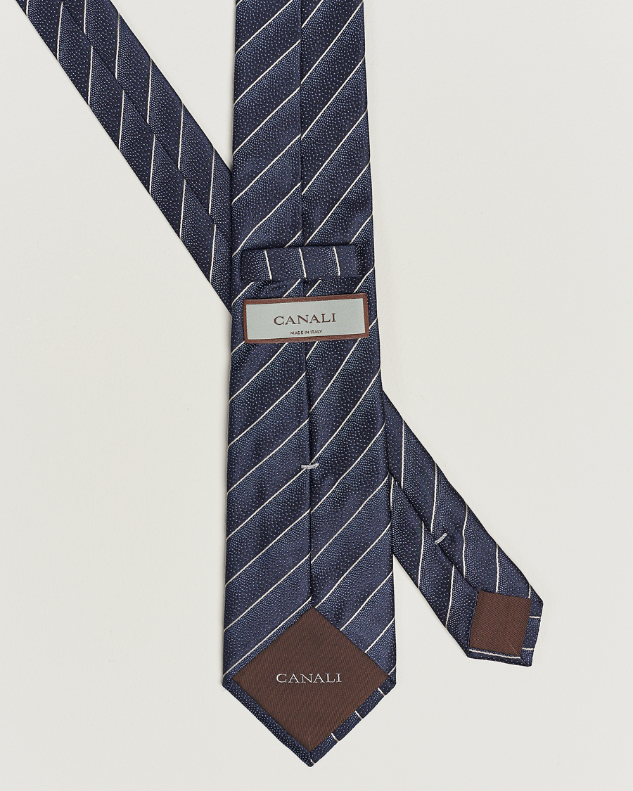 Homme | Canali Striped Silk Tie Navy | Canali | Striped Silk Tie Navy