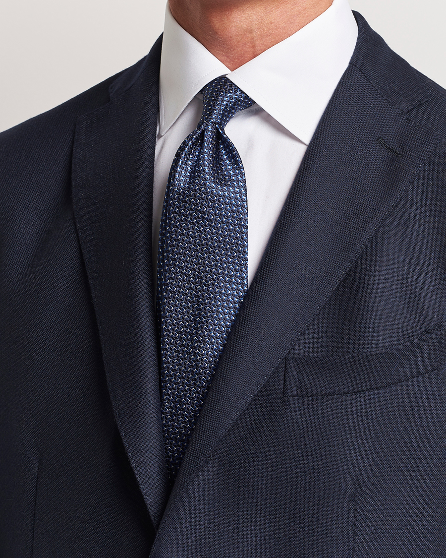Homme | Canali Jacquard Micro Dot Silk Tie Dark Blue | Canali | Jacquard Micro Dot Silk Tie Dark Blue