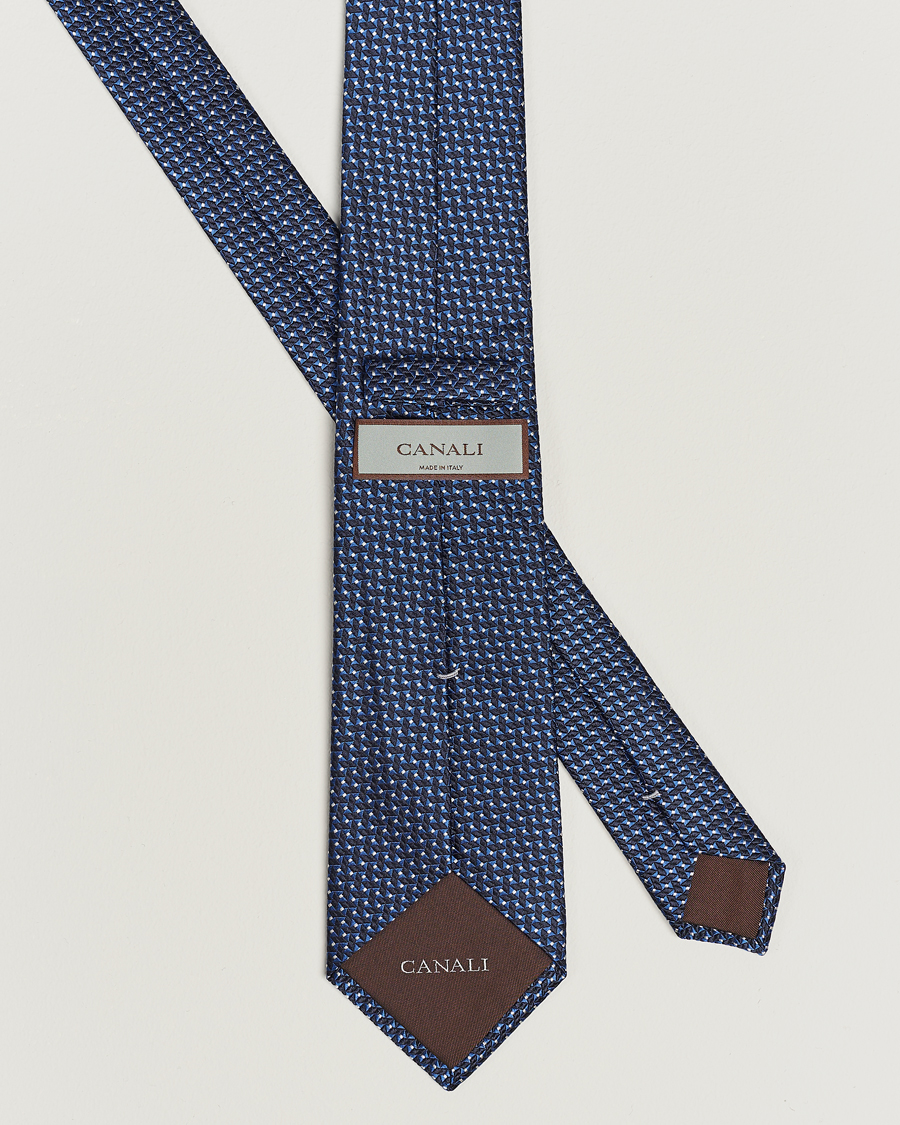 Homme | Canali Jacquard Micro Dot Silk Tie Dark Blue | Canali | Jacquard Micro Dot Silk Tie Dark Blue