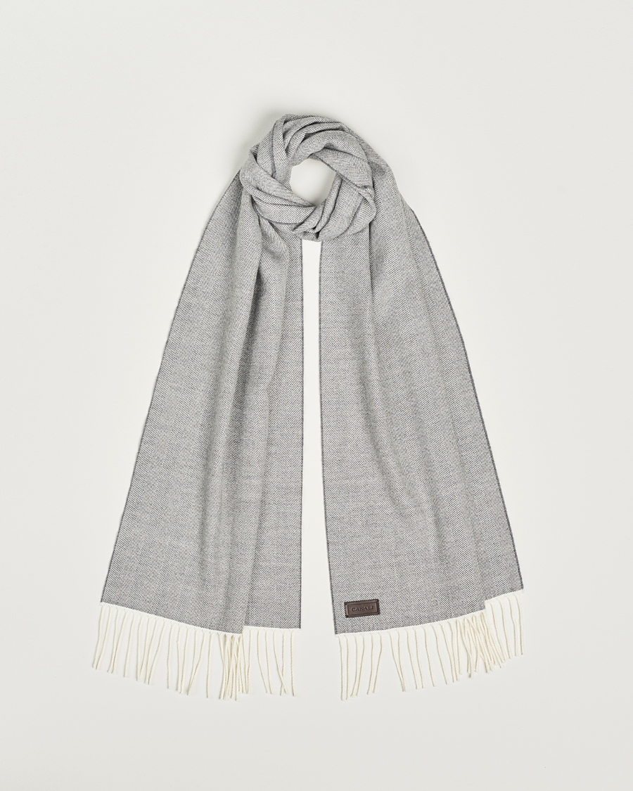 Homme | Canali Herringbone Wool Scarf Light Grey | Canali | Herringbone Wool Scarf Light Grey