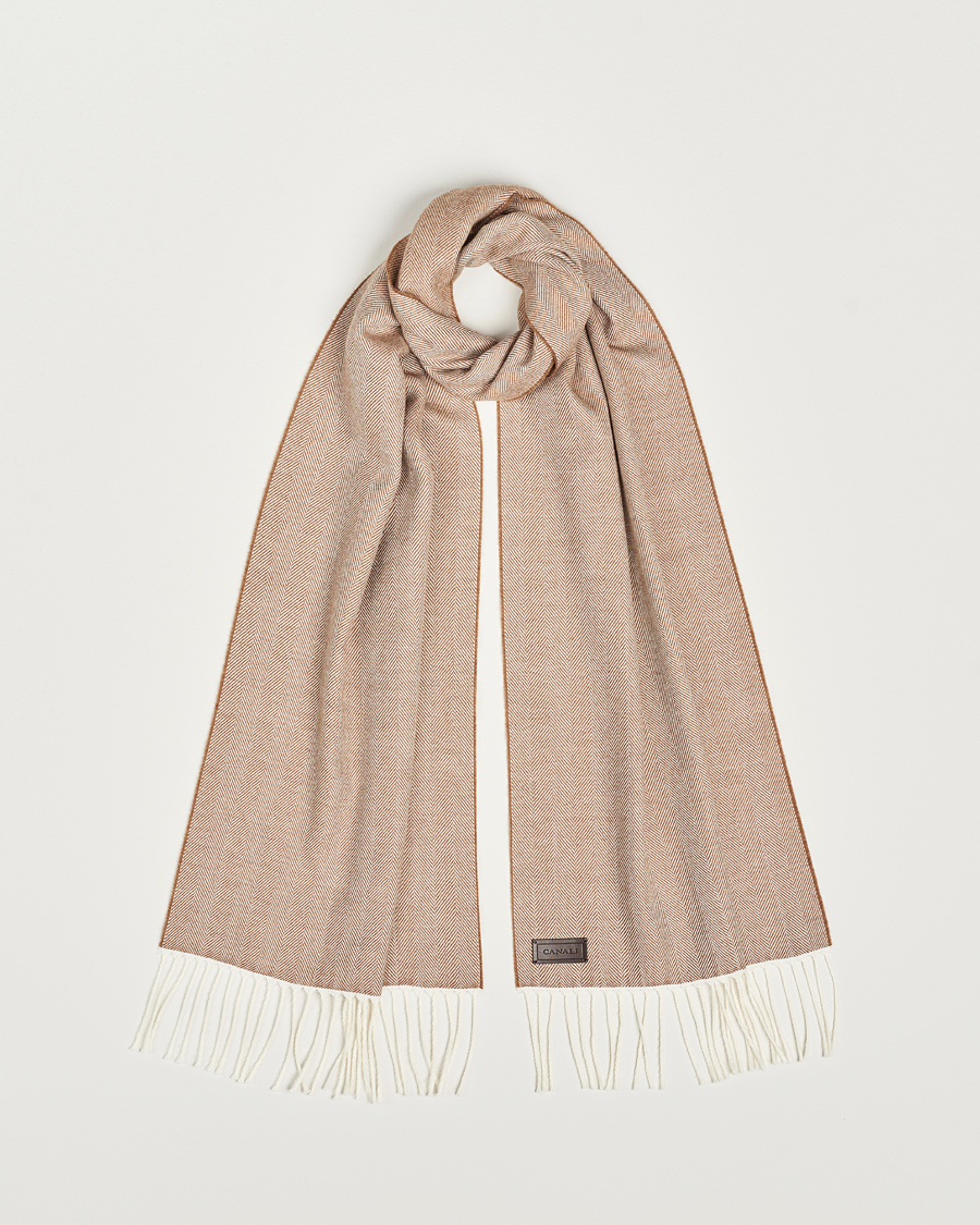 Homme | Canali Herringbone Wool Scarf Beige | Canali | Herringbone Wool Scarf Beige