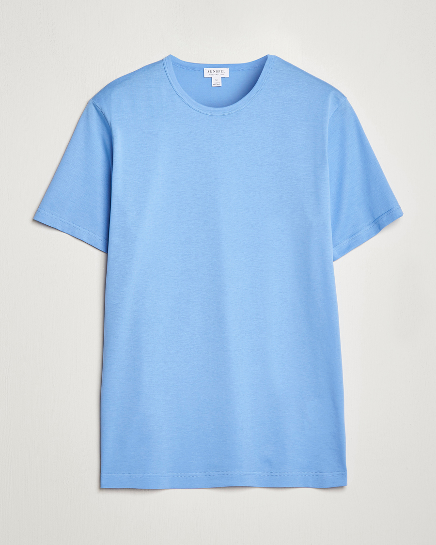 Homme | T-shirts | Sunspel | Crew Neck Cotton Tee Cool Blue