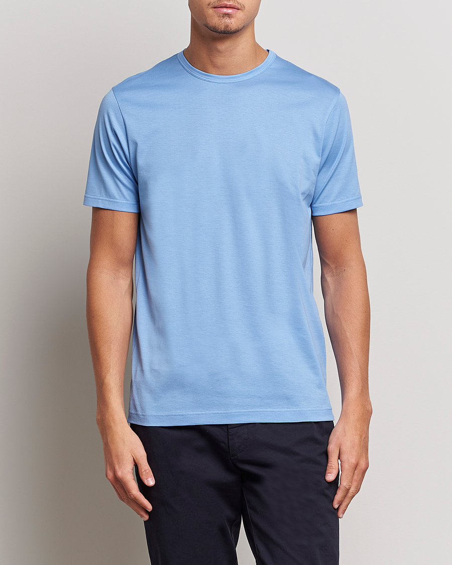 Homme | T-shirts | Sunspel | Crew Neck Cotton Tee Cool Blue