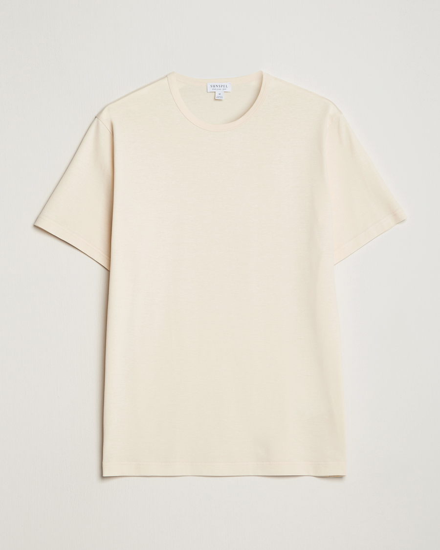 Heren | T-shirts | Sunspel | Crew Neck Q82 Cotton T-Shirt Undyed