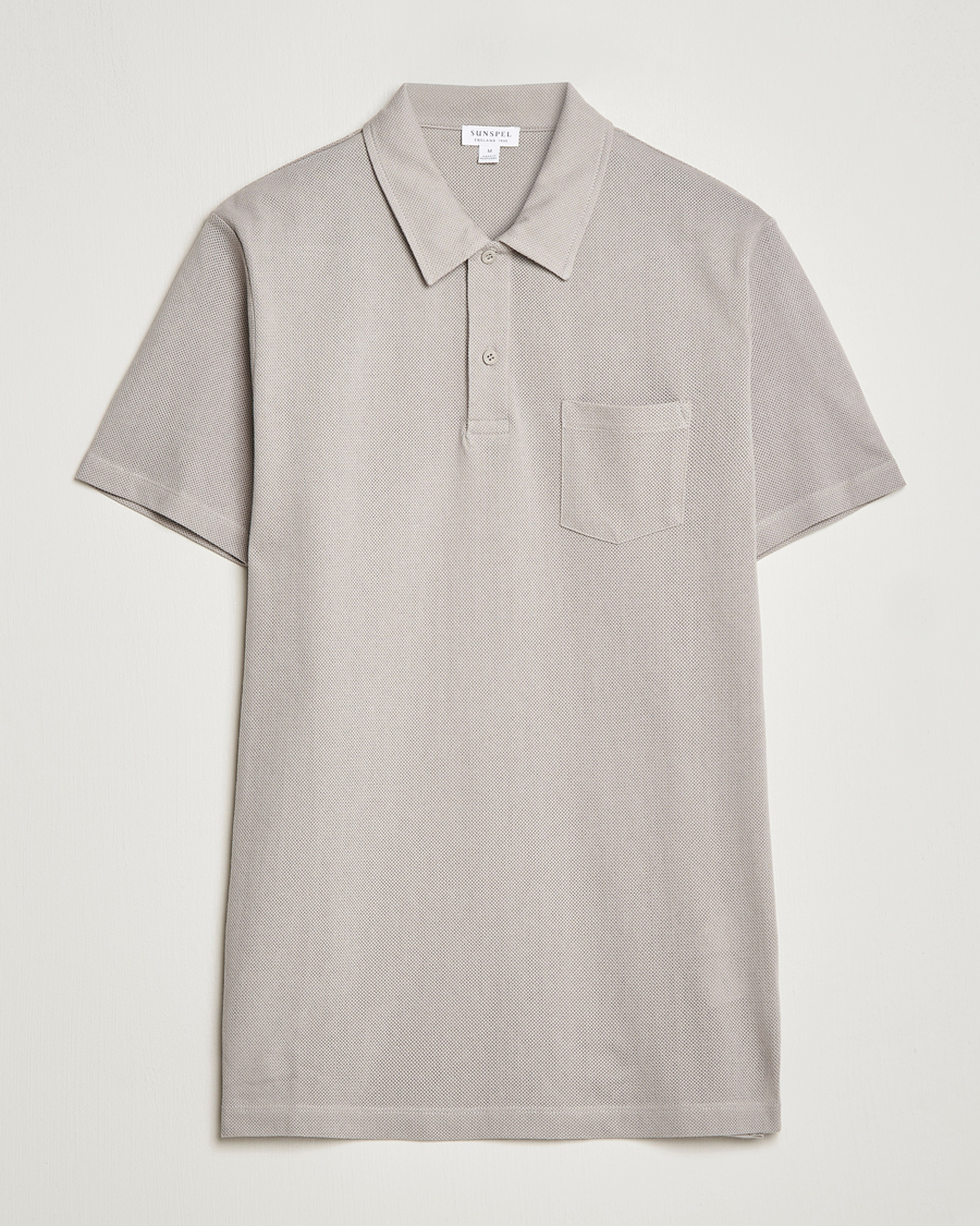 Homme | Polos | Sunspel | Riviera Polo Shirt Mid Grey