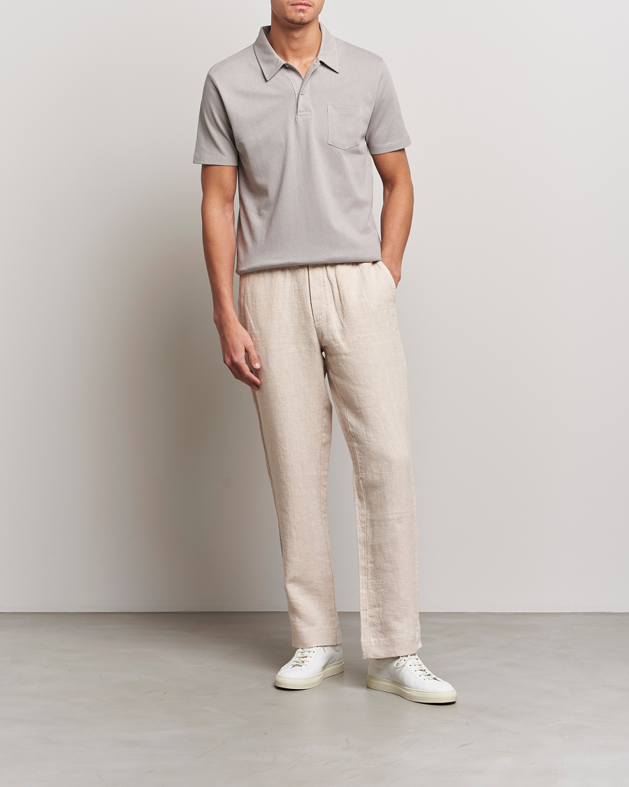 Homme | Polos | Sunspel | Riviera Polo Shirt Mid Grey