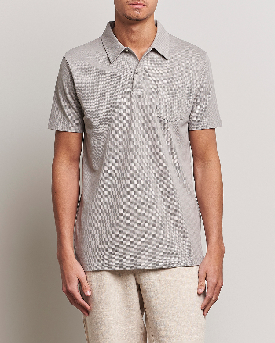 Homme | Polos | Sunspel | Riviera Polo Shirt Mid Grey