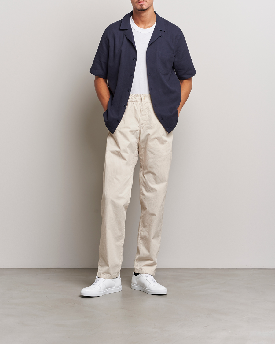 Homme | Chemises | Sunspel | Waffle Camp Collar Shirt Navy