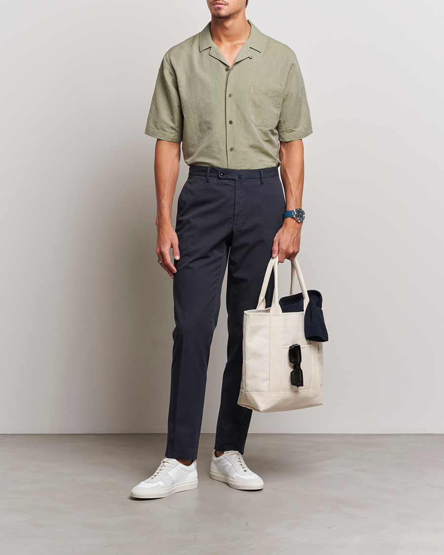 Homme | Chemises | Sunspel | Lightweight Cotton/Linen Resort Shirt Hunter Green