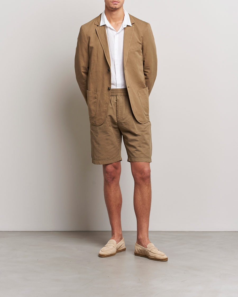 Homme | Blazers | Sunspel | Unconstructed Cotton/Linen Blazer Dark Tan