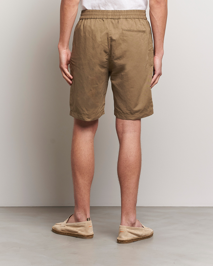 Homme | Shorts | Sunspel | Cotton/Linen Drawstring Shorts Dark Tan