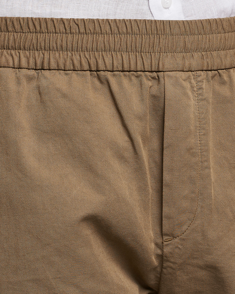 Homme | Shorts | Sunspel | Cotton/Linen Drawstring Shorts Dark Tan