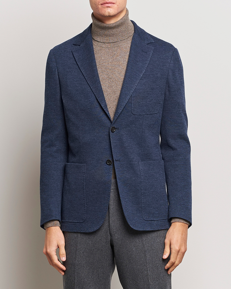 Homme | Blazers | Canali | Structured Jersey Jacket Blue