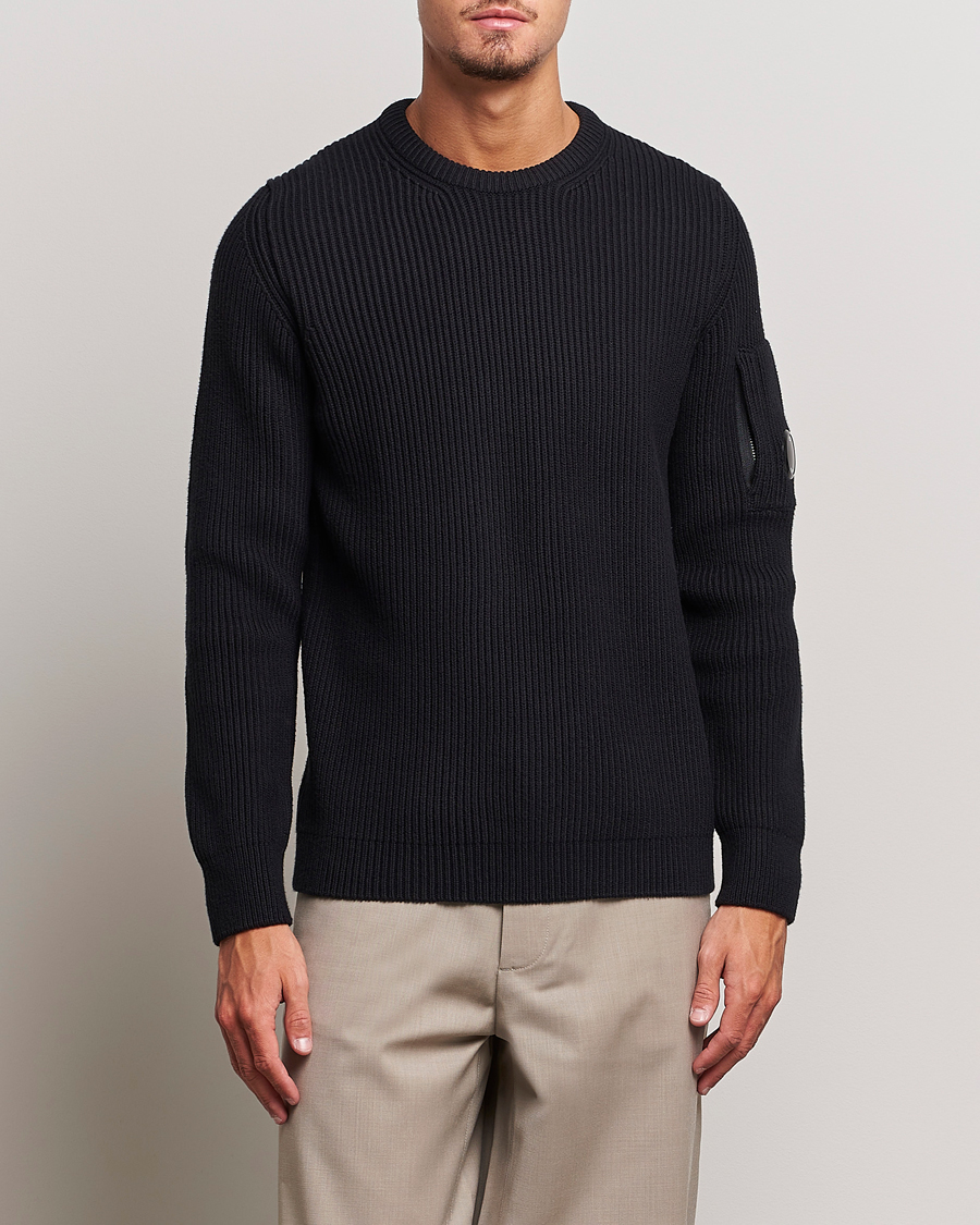 Heren | Truien | C.P. Company | Full Rib Knitted Cotton Crewneck Black