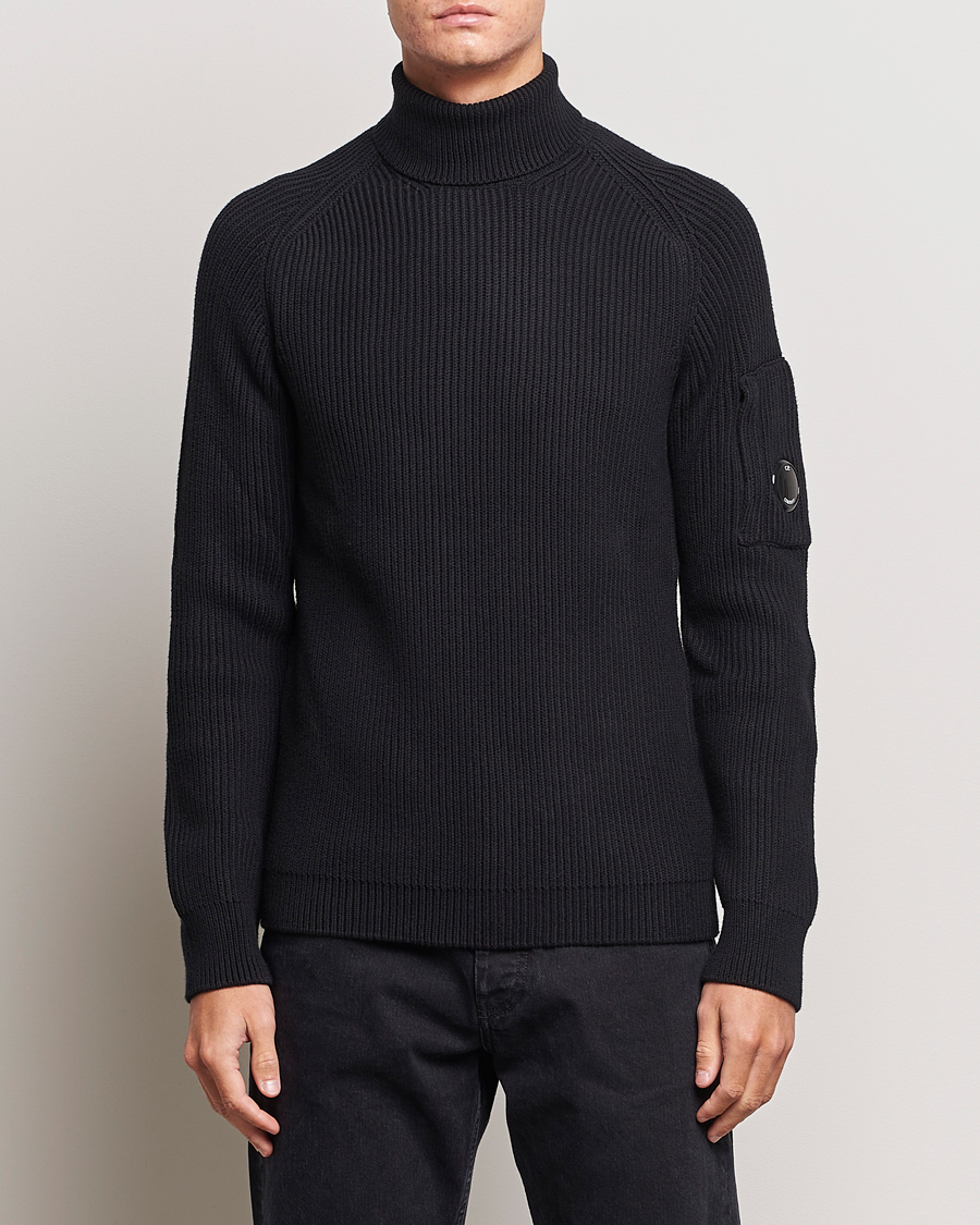 Homme | Pulls Et Tricots | C.P. Company | Full Rib Knitted Cotton Rollneck Black