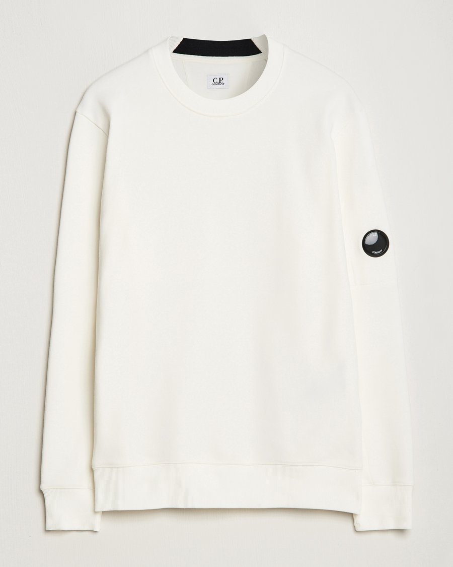 Homme | Pulls Et Tricots | C.P. Company | Diagonal Raised Fleece Lens Sweatshirt White