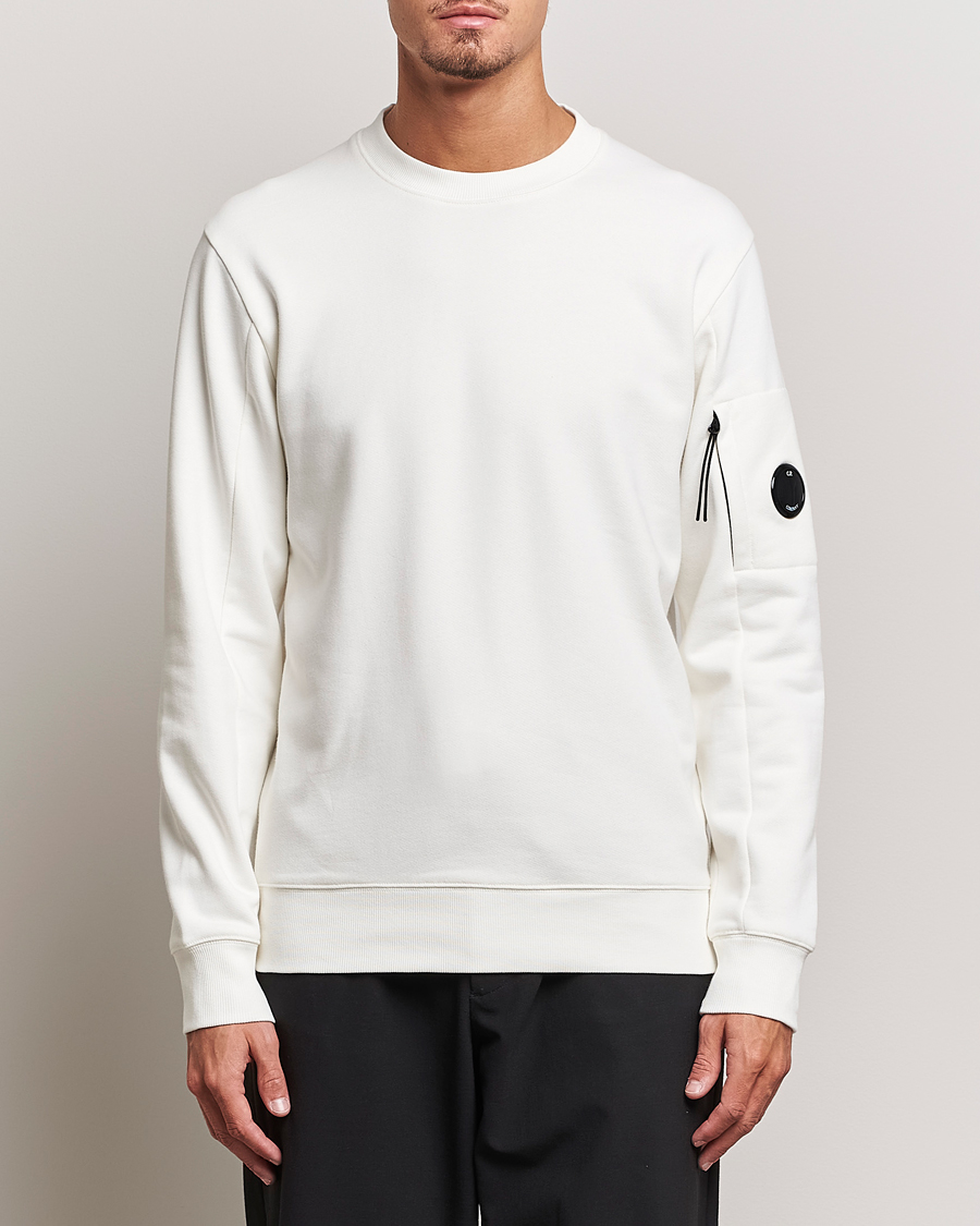 Homme | Pulls Et Tricots | C.P. Company | Diagonal Raised Fleece Lens Sweatshirt White