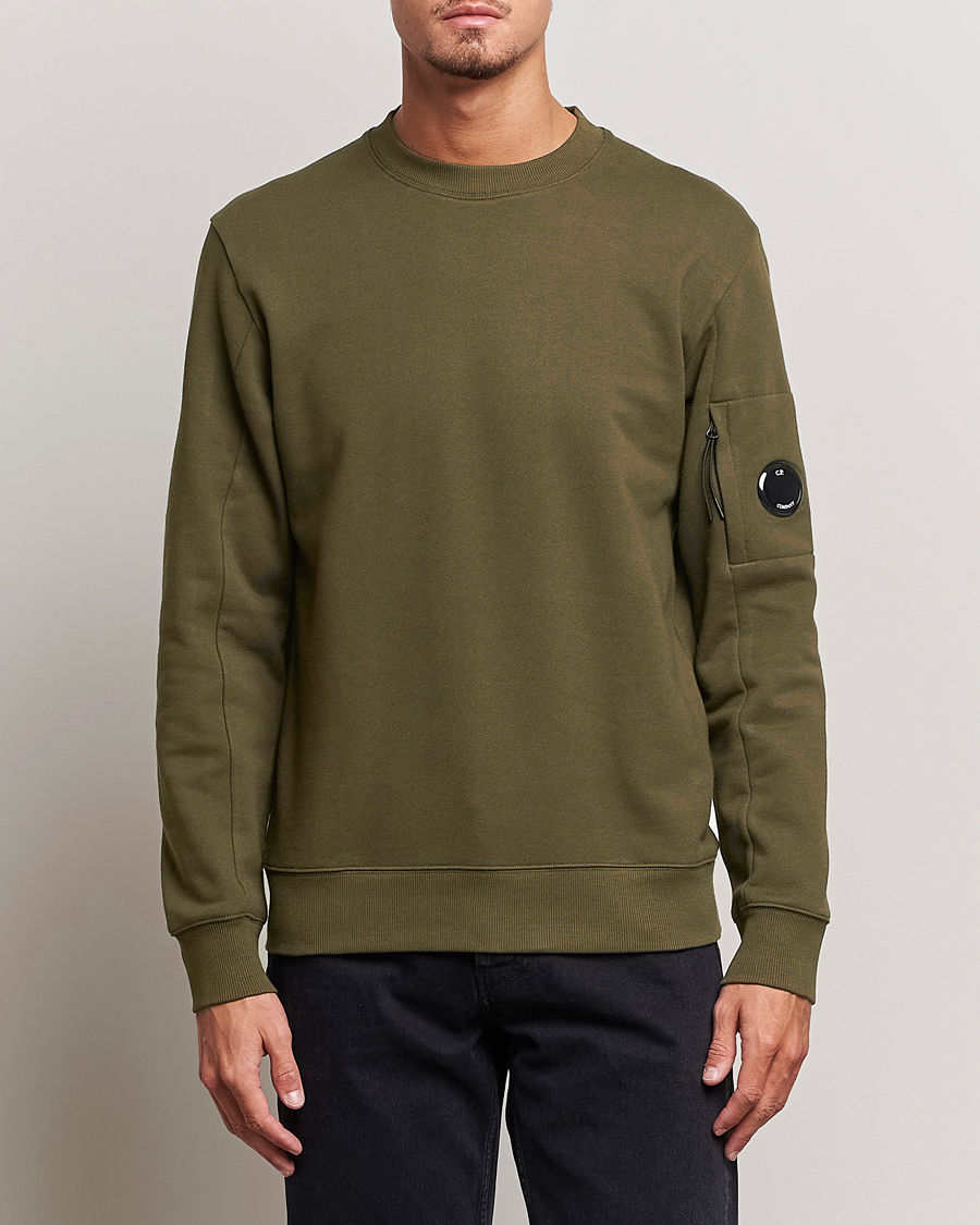 Homme | Pulls Et Tricots | C.P. Company | Diagonal Raised Fleece Lens Sweatshirt Military Green