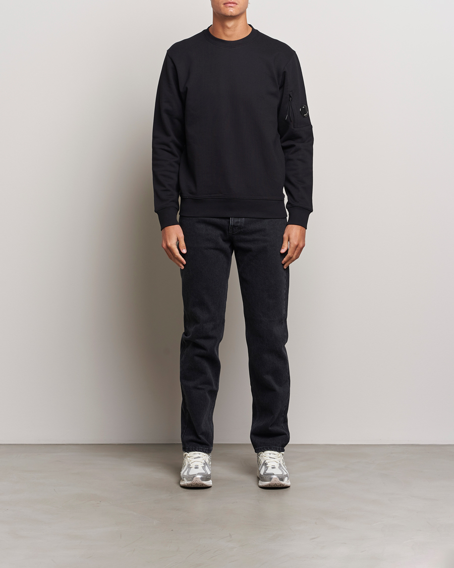 Homme | Pulls Et Tricots | C.P. Company | Diagonal Raised Fleece Lens Sweatshirt Black
