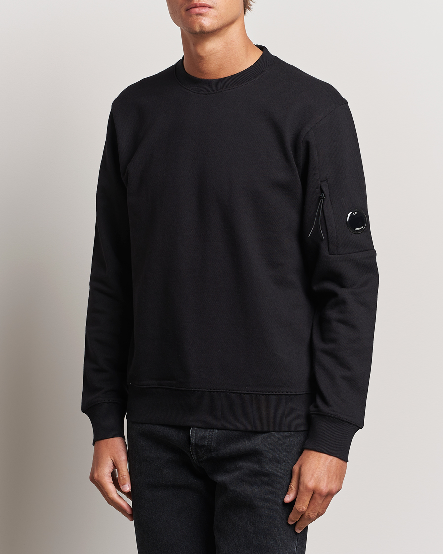 Homme | Pulls Et Tricots | C.P. Company | Diagonal Raised Fleece Lens Sweatshirt Black
