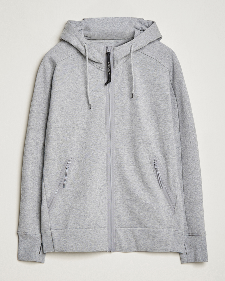 Heren | Truien | C.P. Company | Diagonal Raised Fleece Full Zip Goggle Hoodie Grey
