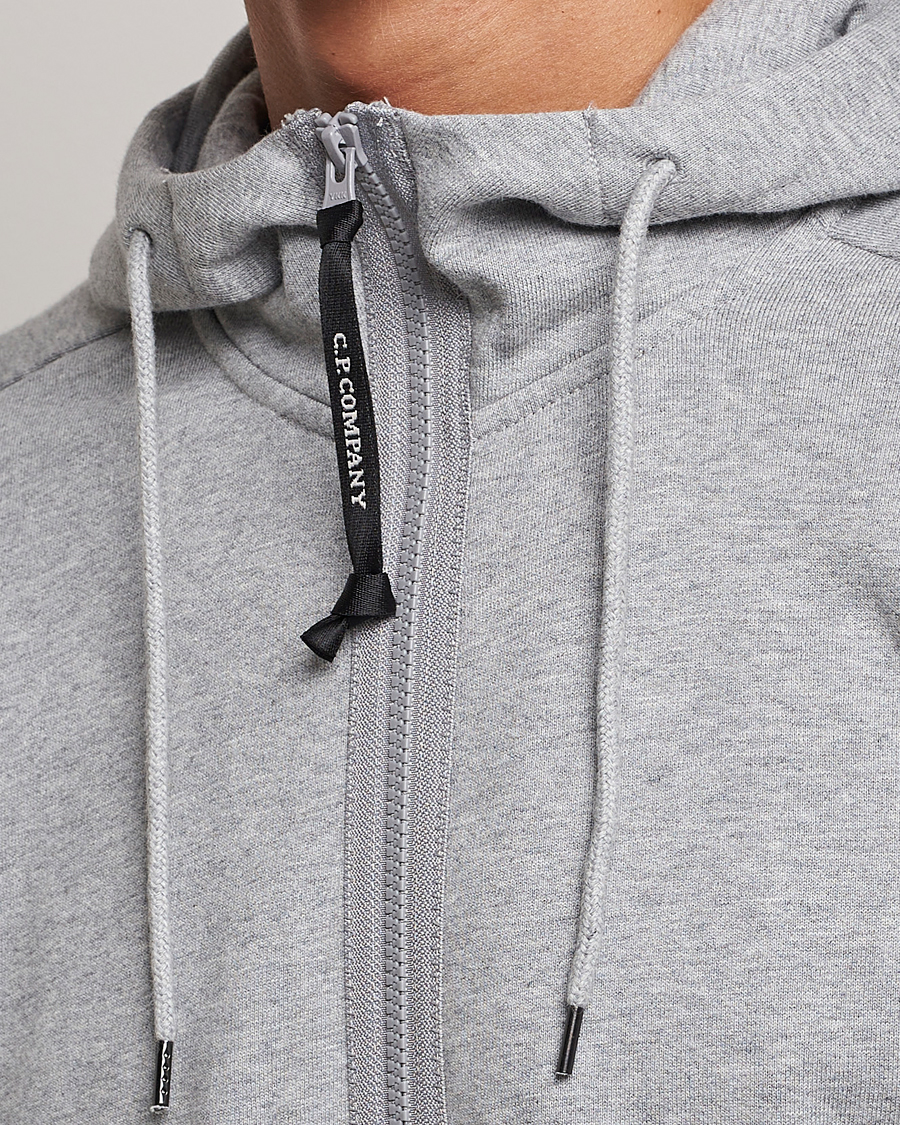 Heren | Truien | C.P. Company | Diagonal Raised Fleece Full Zip Goggle Hoodie Grey