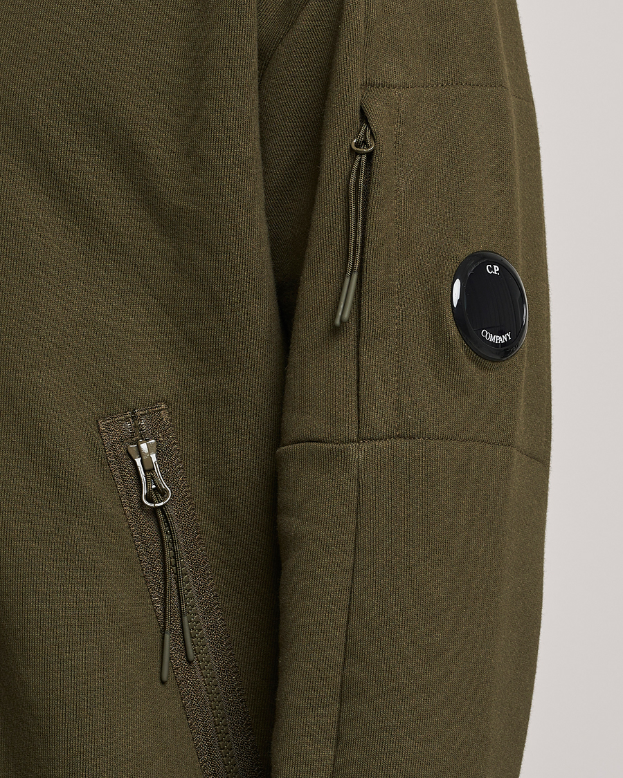 Homme | Pulls Et Tricots | C.P. Company | Diagonal Raised Fleece Half Zip Lens Sweatshirt Green