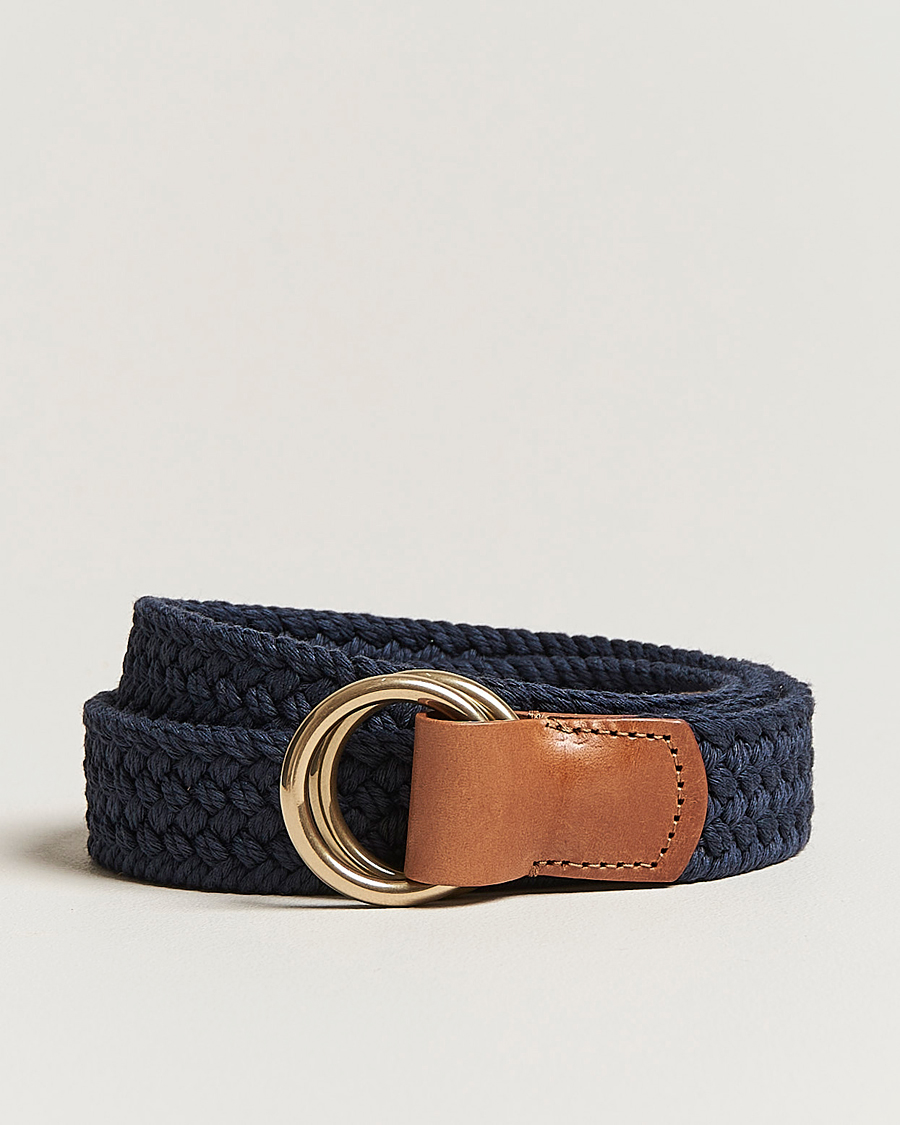 Homme | Anderson's Woven Cotton Belt Navy | Anderson's | Woven Cotton Belt Navy