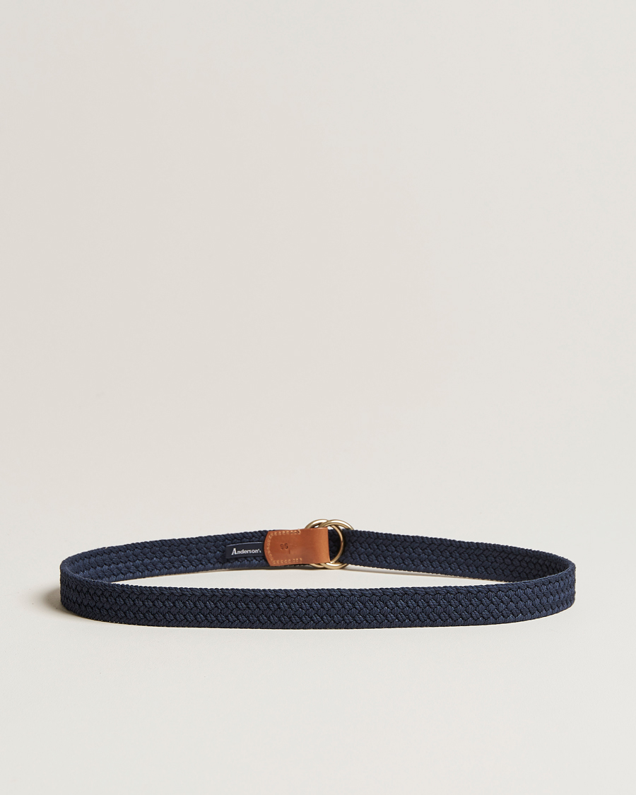 Homme | Anderson's Woven Cotton Belt Navy | Anderson's | Woven Cotton Belt Navy