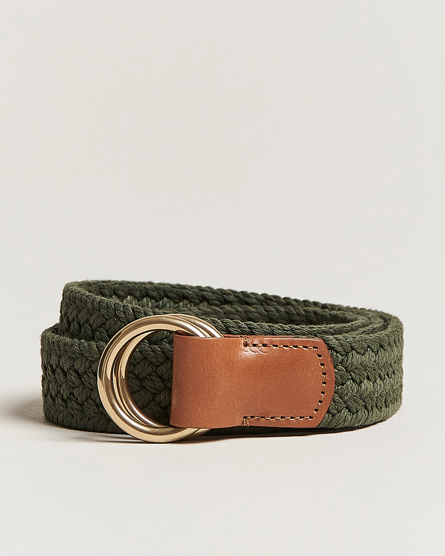 Homme | Anderson's Woven Cotton Belt Green | Anderson's | Woven Cotton Belt Green
