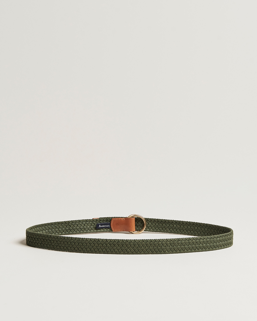 Homme | Anderson's Woven Cotton Belt Green | Anderson's | Woven Cotton Belt Green