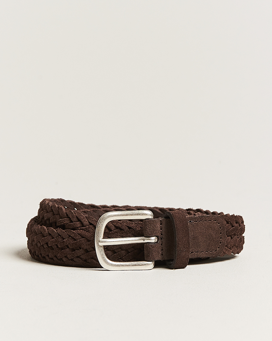 Homme | Anderson's Woven Suede Belt 2,5 cm Brown | Anderson's | Woven Suede Belt 2,5 cm Brown
