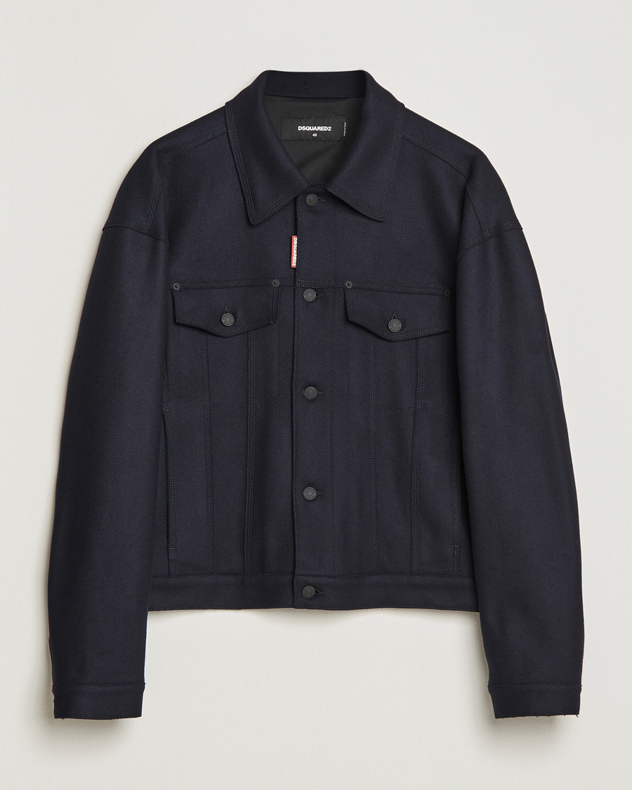 Homme | Manteaux Et Vestes | Dsquared2 | Felt Wool Bomber Jacket Navy