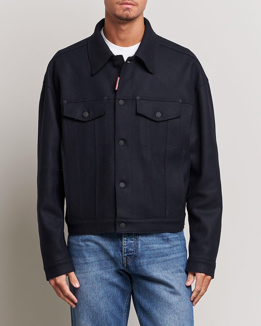 Homme | Manteaux Et Vestes | Dsquared2 | Felt Wool Bomber Jacket Navy