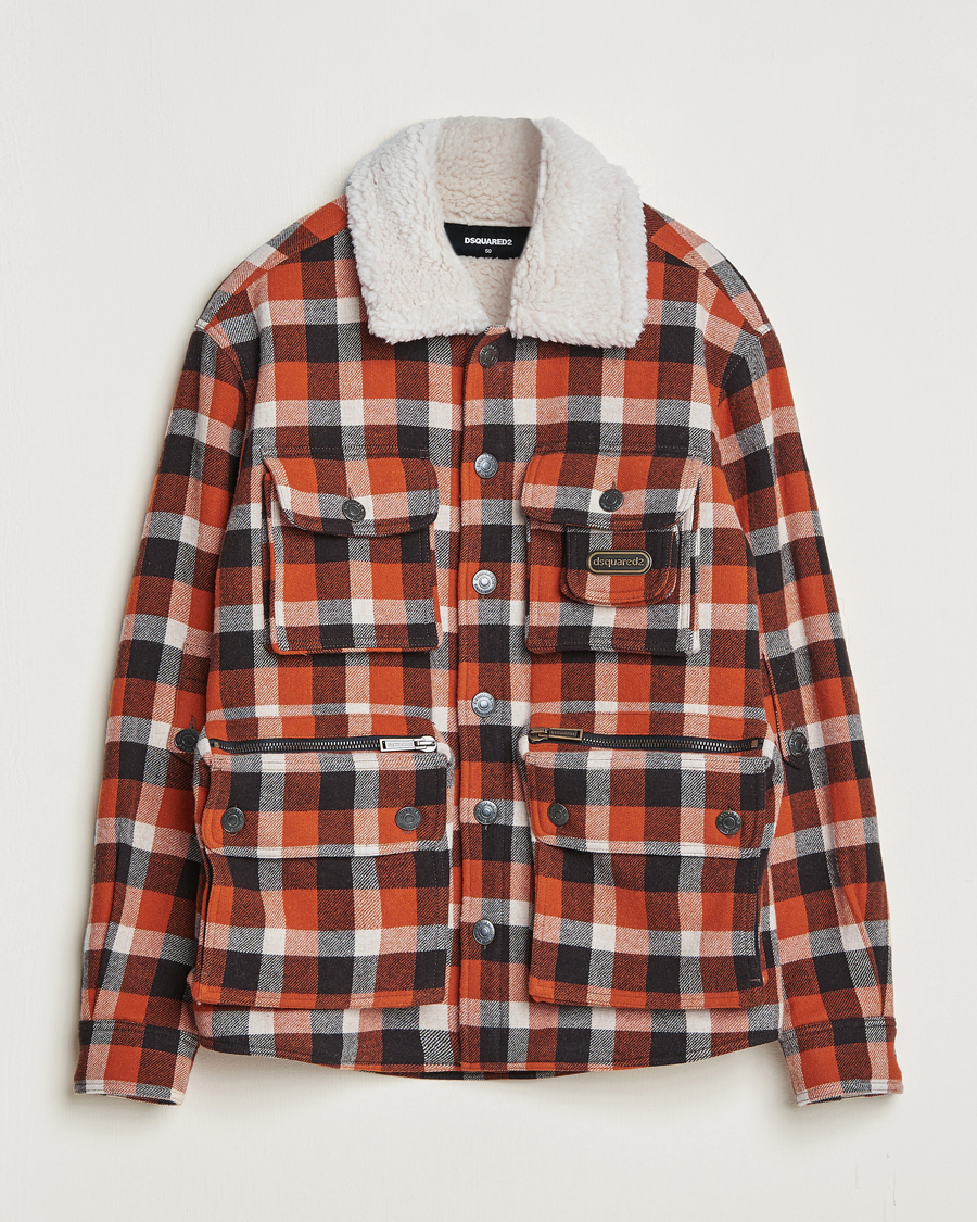 Homme | Manteaux Et Vestes | Dsquared2 | Flannel Check Wool Jacket Rust/Blue