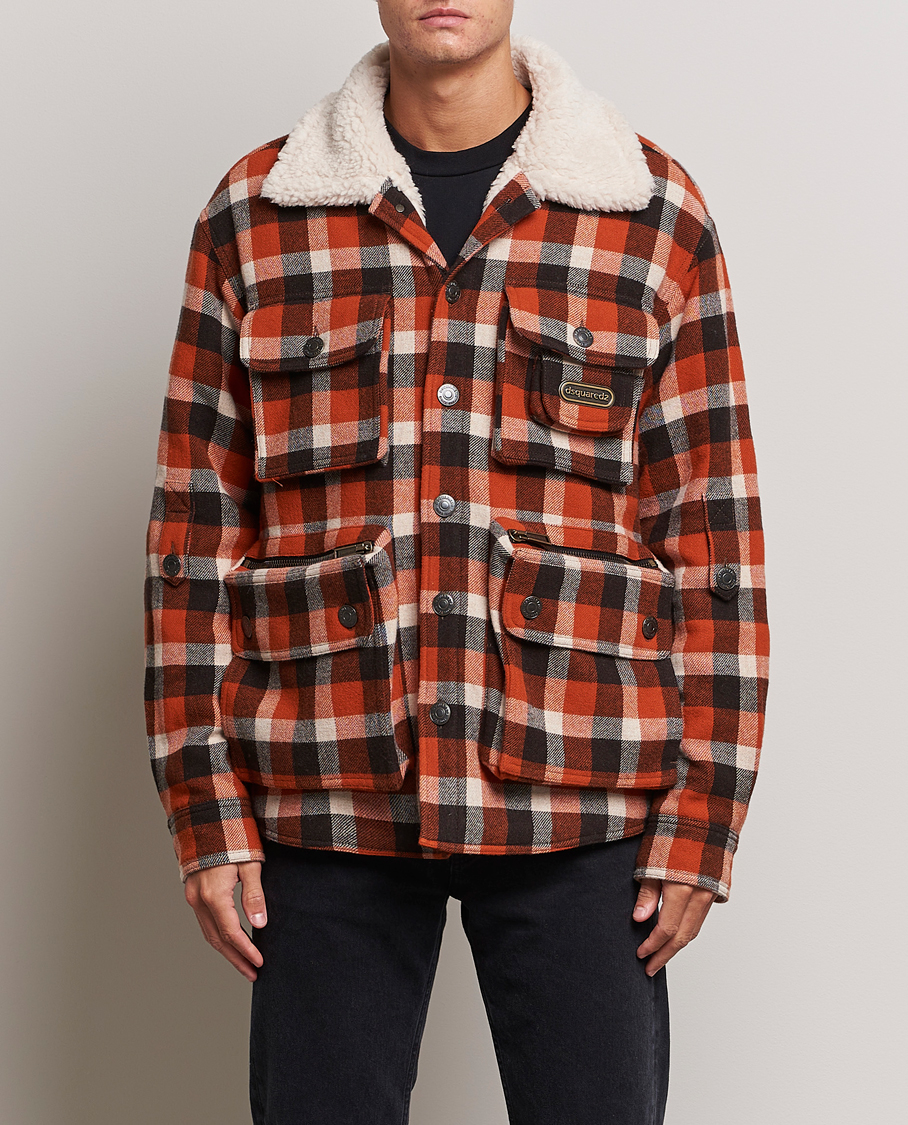 Homme | Manteaux Et Vestes | Dsquared2 | Flannel Check Wool Jacket Rust/Blue