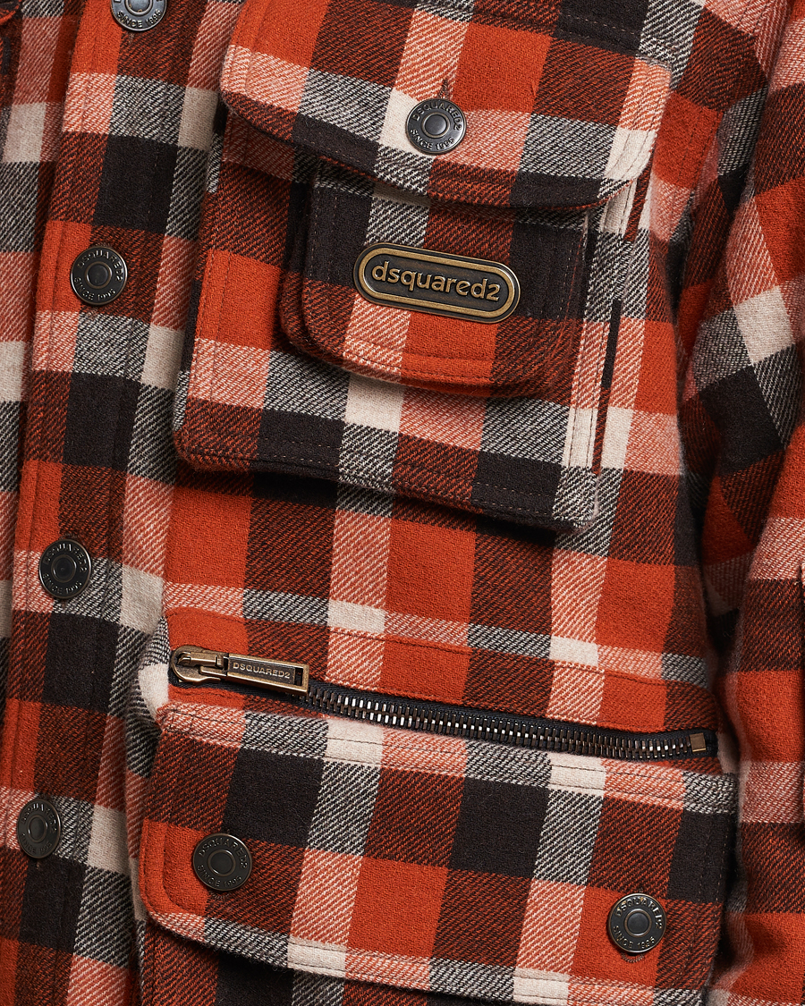 Homme | Manteaux Et Vestes | Dsquared2 | Flannel Check Wool Jacket Rust/Blue