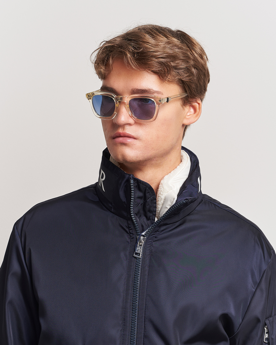 Homme | Moncler Lunettes Gradd Sunglasses Shiny Beige/Blue | Moncler Lunettes | Gradd Sunglasses Shiny Beige/Blue