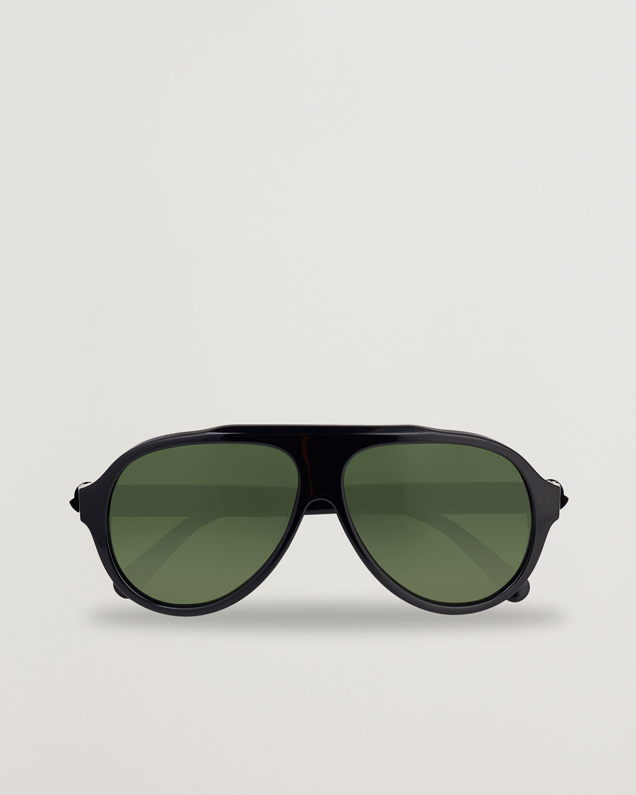 Homme | Moncler Lunettes Caribb Sunglasses Shiny Black/Green | Moncler Lunettes | Caribb Sunglasses Shiny Black/Green