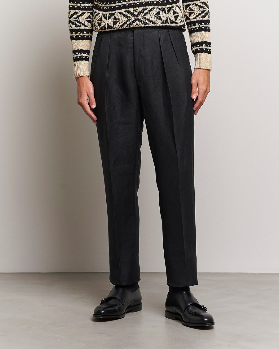Homme | Pantalons | Ralph Lauren Purple Label | Byron Pleated Trousers Black
