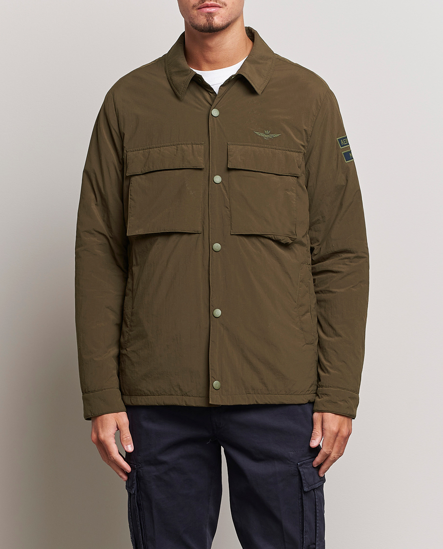 Heren | Jassen | Aeronautica Militare | Light Padded Pocket Shirt Jacket Off Green