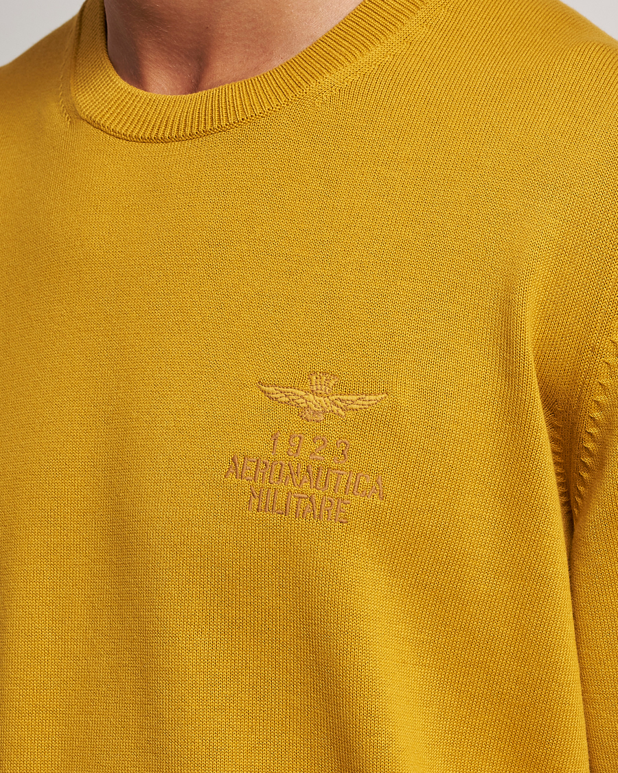 Homme | Pulls Et Tricots | Aeronautica Militare | Cotton Knitted Crew Neck Yellow