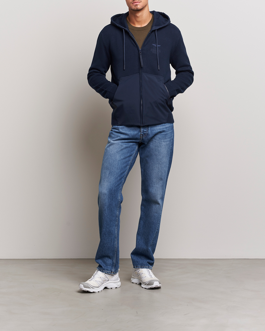 Heren | Truien | Aeronautica Militare | Mixed Full Zip Hoodie Dark Blue