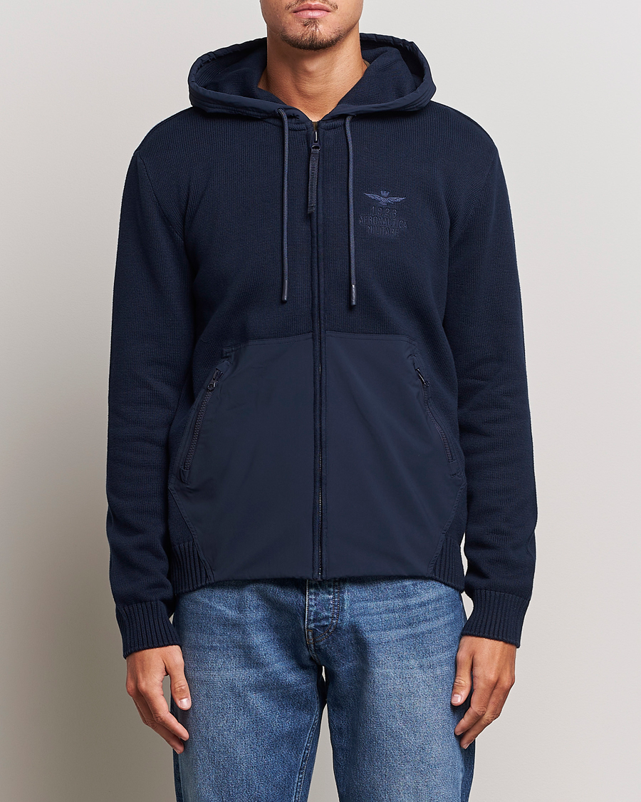 Heren | Truien | Aeronautica Militare | Mixed Full Zip Hoodie Dark Blue