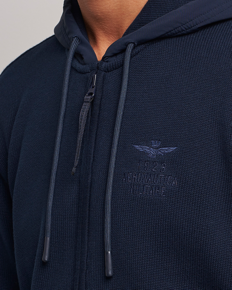 Heren | Truien | Aeronautica Militare | Mixed Full Zip Hoodie Dark Blue