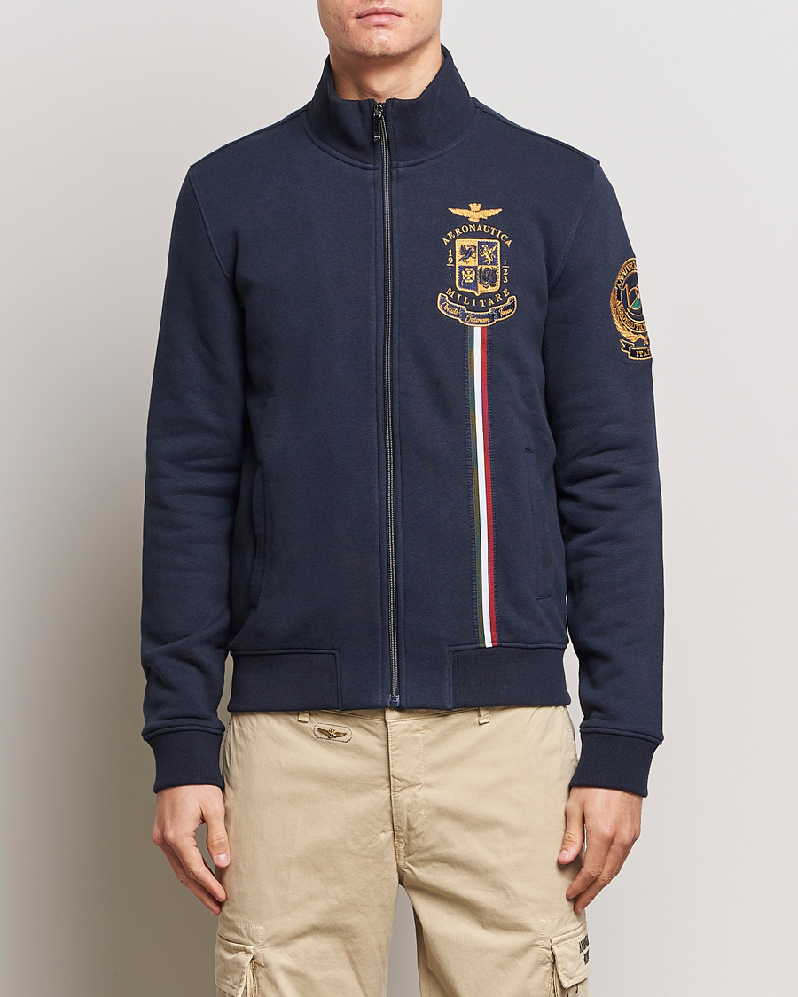 Homme | Pulls Et Tricots | Aeronautica Militare | Felpa Full Zip Sweatshirt Dark Blue