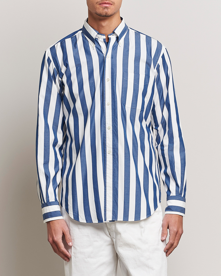 Homme | Chemises | Kamakura Shirts | Vintage Ivy Button Down Shirt Blue Stripe