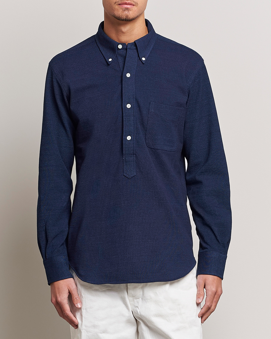 Homme | Chemises | Kamakura Shirts | Vintage Ivy Knit Popover Shirt Navy