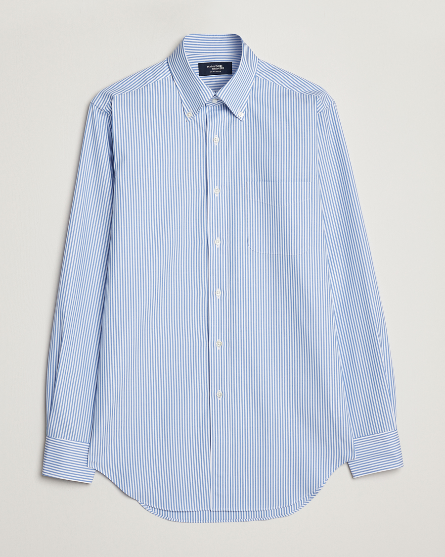 Homme | Chemises | Kamakura Shirts | Slim Fit Oxford BD Shirt Blue Bengal Stripe